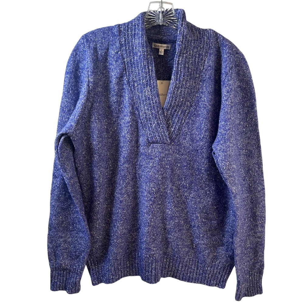 Croft & Barrow Galaxy Purple Marled Shawl Collar Pullover Sweater Large NWT